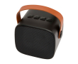 Draadloze luidspreker van gerecycled plastic met leren band 3W kleur zwart