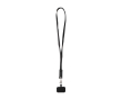 Lanyard voor mobiel van gerecycled plastic met 5-in-1 oplaadkabel 65W kleur zwart
