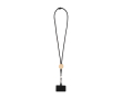 Telefoonlanyard met duurzaam bamboedetail in het midden kleur zwart
