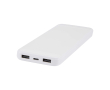 Externe batterij van gerecycled plastic met twee kabels 10.000 mAh kleur wit