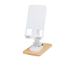 Opvouwbare telefoonhouder voor bureau met bamboe basis kleur wit