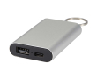 Personaliseerbare powerbank van gerecycled aluminium met sleutelhanger 2.000 mAh kleur zilver