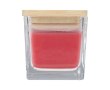 Geurkaars in glazen pot met bamboe deksel 40g kleur rood