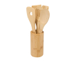 Set van vijf keukenspatels met bamboe houder kleur hout