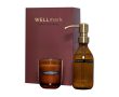 Set met glazen dispenser en geurkaars WELLmark 250ml kleur granaat