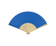 Bamboe- en papieren waaier met decoraties aan de binnenkant kleur pastel blauw