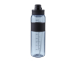 Plastic drinkfles met dubbele sluiting in de dop 900ml kleur zwart