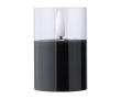 Decoratieve LED-kaars met realistisch vlameffect in glas kleur zwart