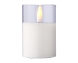 Decoratieve LED-kaars met realistisch vlameffect in glas kleur wit