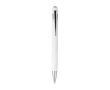 Blauwe inkt balpen van gerecycled aluminium met rubberen afwerking kleur wit