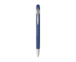 Blauwe inkt balpen van gerecycled aluminium met rubberen afwerking kleur blauw