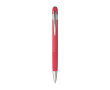 Blauwe inkt balpen van gerecycled aluminium met rubberen afwerking kleur rood