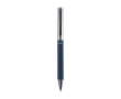 Draaibare rollerpen van messing en RPET met blauwe inkt kleur blauw