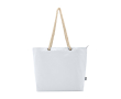 Strandtas van gerecycled polyester met koordhandvatten 23L kleur wit