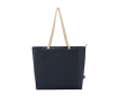 Strandtas van gerecycled polyester met koordhandvatten 23L kleur marineblauw
