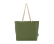 Strandtas van gerecycled polyester met koordhandvatten 23L kleur olijfgroen