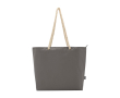 Strandtas van gerecycled polyester met koordhandvatten 23L kleur grijs