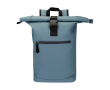 Waterdichte rolltop rugzak van kunstleer voor laptop 15\" kleur cyaan blauw