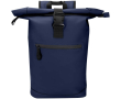 Waterdichte laptoprugzak van synthetisch leer met rolsluiting 15'' kleur marineblauw
