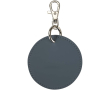 Ronde sleutelhanger van gerecycled kunstleer met geïntegreerde ring kleur bondi blauw