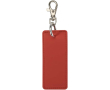 Rechthoekige sleutelhanger van gerecycled kunstleer met ring kleur mahonie