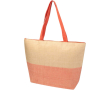 Tas van gevlochten stropapier met rits en bodem, inhoud 21L kleur mahonie