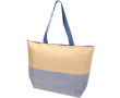 Tas van gevlochten stropapier met rits en bodem, inhoud 21L kleur marineblauw