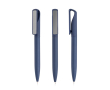 Pen met soft-touch afwerking en metalen clip met spiegel-effect kleur donkerblauw