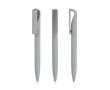 Pen met soft-touch afwerking en metalen clip met spiegel-effect kleur lichtgrijs