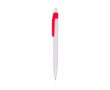 Plastic balpen met gekleurde clip en drukknop, zwarte inkt kleur rood