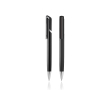 Plastic pen met clip en metallic afwerking, blauwe inkt kleur zwart