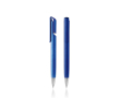 Plastic pen met clip en metallic afwerking, blauwe inkt kleur koningsblauw