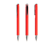 Aluminium pen met drukmechanisme en zilverkleurige details kleur rood
