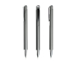 Aluminium pen met drukmechanisme en zilverkleurige details kleur donkergrijs