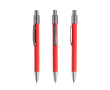 Aluminium balpen met rubberen afwerking, spinner en blauwe inkt kleur rood