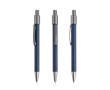 Aluminium balpen met rubberen afwerking, spinner en blauwe inkt kleur marineblauw