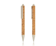Balpen van tarwevezel en kurk met drukknop, zwarte inkt kleur beige