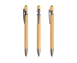 Bamboe pen met touch-tip en metalen details, blauwe inkt kleur lichtgroen