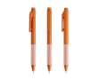 Eco-pen met siliconen grip en ribbels, zwart kleur lichtbruin
