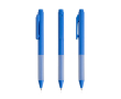 Eco-pen met siliconen grip en ribbels, zwart kleur lichtblauw