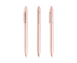 Eco-pen met geïntegreerde clip en reliëfstrepen, zwarte inkt kleur rose gold