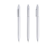 Eco-pen met geïntegreerde clip en reliëfstrepen, zwarte inkt kleur zilver