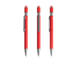 Aluminium pen met spinner en touchpunt, blauwe inkt kleur rood