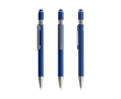 Aluminium pen met spinner en touchpunt, blauwe inkt kleur marineblauw