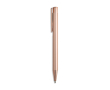Metalen pen met glanzend gepolijste afwerking, clip en blauwe inkt kleur rose gold