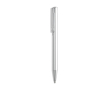 Metalen pen met glanzend gepolijste afwerking, clip en blauwe inkt kleur zilver