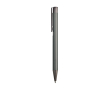 Metalen pen met glanzend gepolijste afwerking, clip en blauwe inkt kleur donkergrijs