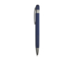 Aluminium balpen met rubbercoating en reliëfdetails, blauwe inkt kleur marineblauw