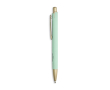 Aluminium pen met matgouden details, uitsparing en blauwe inkt kleur mintgroen