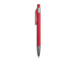 Aluminium balpen met rubbercoating, kunststof clip en blauwe inkt kleur rood